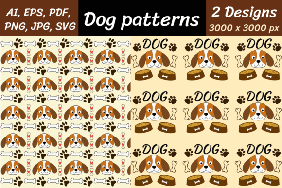 Dog Digital Papers: Seamless Patterns in AI, EPS, PDF, SVG, PNG & JPEG Formats