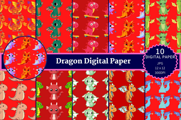 Dragon Halloween Digital Paper Backgrounds