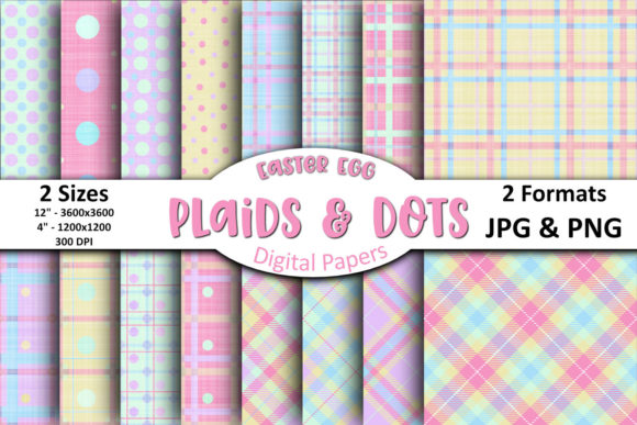 Easter Egg Plaid Dots Digital Papers