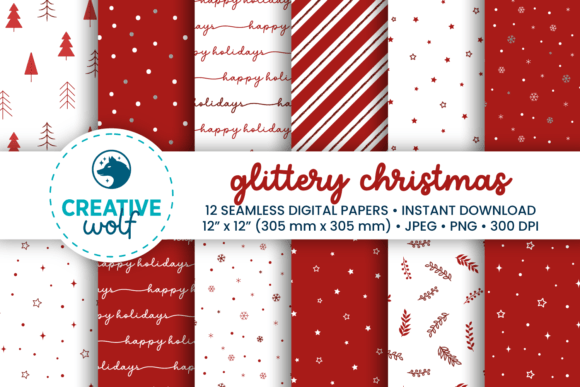 Glittery Christmas Digital Paper Pack: Sparkle, Seamlessness & Creative Freedom
