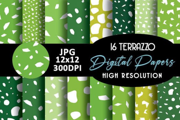 Green Terrazzo Digital Papers: A Practical Look at 16 Premium Terrazzo Backgrounds for Creative Work