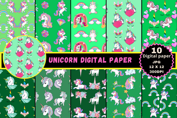 Green Unicorn Digital Paper: A Practical Set of Halloween-Themed Seamless Patterns for Creative Professionals
