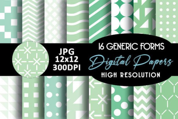 Mint Geometric Shapes Digital Papers