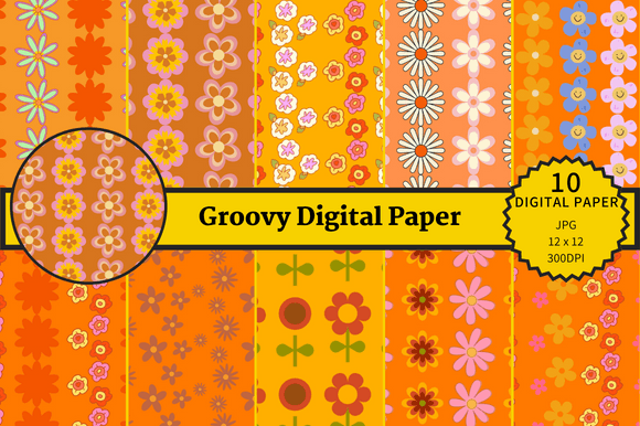 Orange Groovy Digital Paper