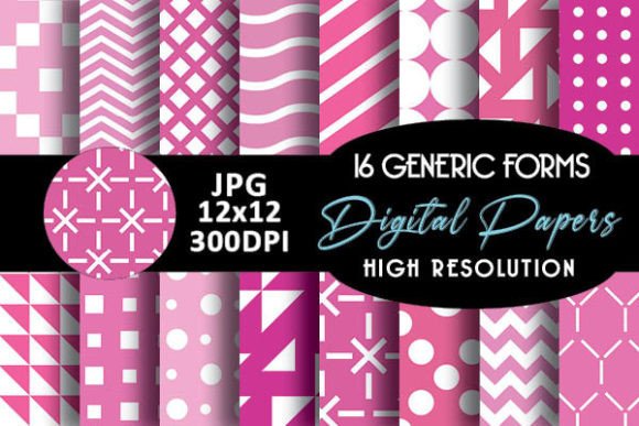 Pink Geometric Shapes Digital Papers & 16 Generic Geometric Premium Backgrounds: Versatile, Print-Ready Design Assets for Real Projects