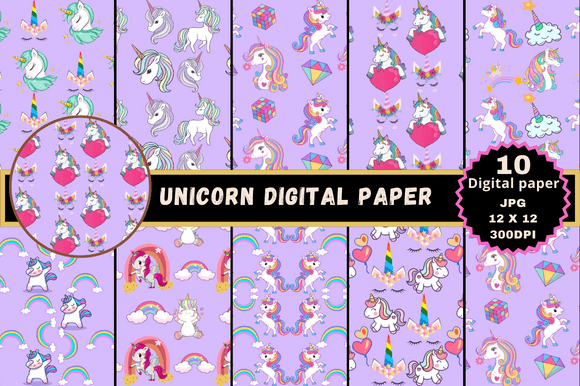 Pink Unicorn Digital Paper