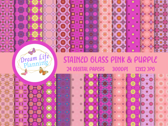 Stained Glass Pink Purple Papers: A Practical Resource for Designers and Crafters