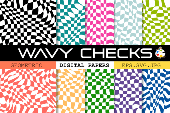Wavy Warped Checkered Background Papers